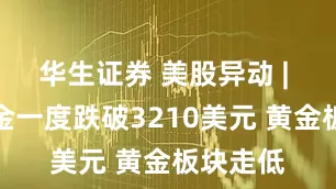 华生证券 美股异动 | 现货黄金一度跌破3210美元 黄金板块走低